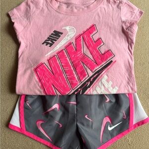 Nike Pink T-Shirt and Gray Shorts Set